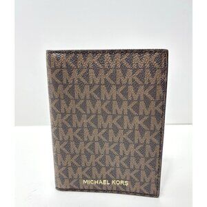 Michael Kors Women’s Fold Wallet Designer Document Carrier Brown Leather Mini